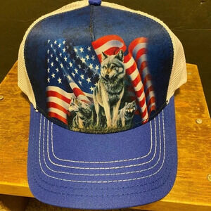 NWOT The Mountain Wolves Print Hat Cap Breathable Adjustable Size Unisex Adult